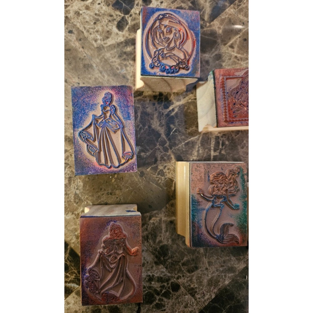 Wooden Disney Princess Rubber Stamps: Melissa & Doug Lot of‎ 9 - Picture 8 of 10